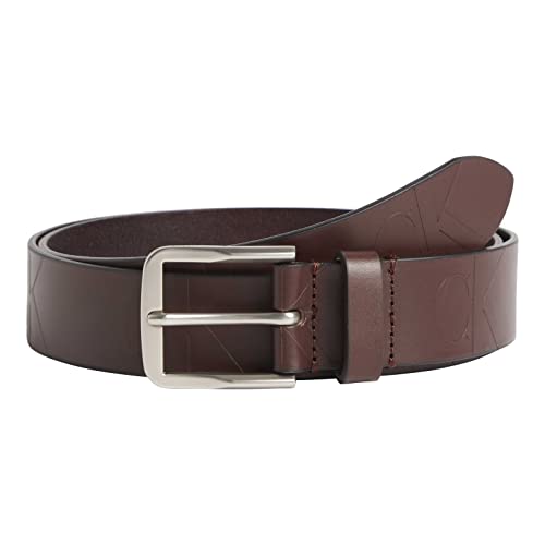 Calvin Klein męski pasek Forged Classic Belt 35 mm Aop ze skóry, gorzki brąz, 105