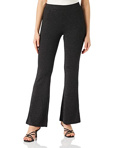 Vero Moda Vmkanva HW Flare Pant Jrs Ptt Spodnie damskie, Czarny/Szczegóły: Srebrny Lurex., S wąska talia