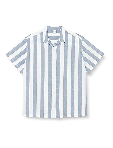 JACK & JONES PLUS Męska koszula JPRSUMMER Stripe Resort Shirt S/S PS, Navy Blazer/Fit: Loose Fit, 3XL, Granatowy blezer/Fit: luźny krój, 3XL