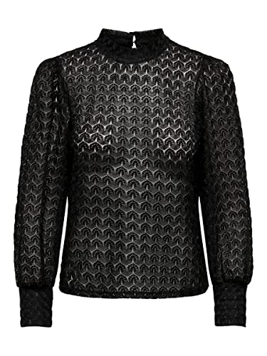 JdY Jdyavery L/S Lace Top JRS Noos bluzka z długim rękawem, czarny, M