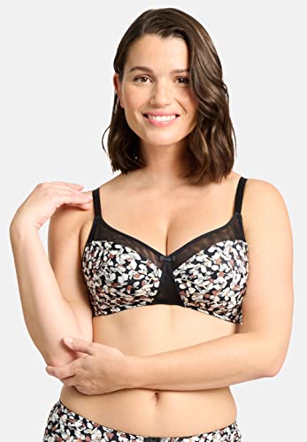 Sans Complexe Damski klasyczny biustonosz bez fiszbin, Zimowy czarny nadruk, 85D