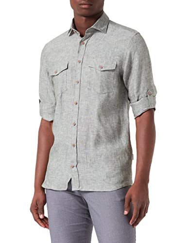 bugatti Męska koszula 9150-38900, butelkowa zieleń-580, regularna, butelkowa zieleń-580, M