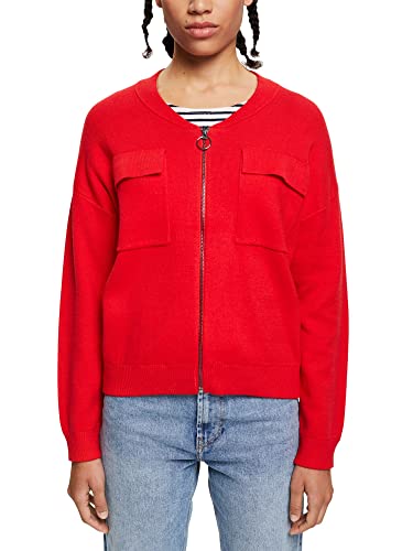 ESPRIT Sweter damski kardigan, 638/pomarańczowy czerwony 4, Jeden rozmiar