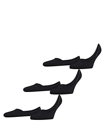 FALKE Mężczyźni Stopki Step Medium Cut 3-Pack M IN Zrównoważona Bawełna niewidoczne jednokolorowe 3 Pak, Czarny (Black 3000), 39-40