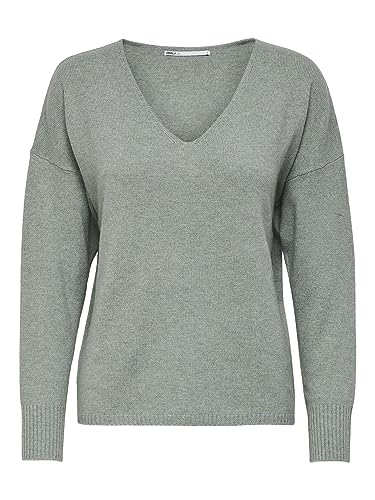Only Onlrica Life L/S V-Neck Sweter Knt Noos Sweter Sweter Damski, Chinois Greenddetails: Mélange, XXS