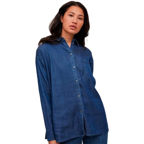 Vila Damska bluzka jeansowa Vibista L/S Oversize Shirt/Su-Noos, niebieski (Dark Blue Denim), 40