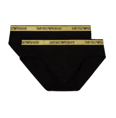 Emporio Armani Męski pasek z logo Shiny Elastic Band Brief, czarny/czarny, L