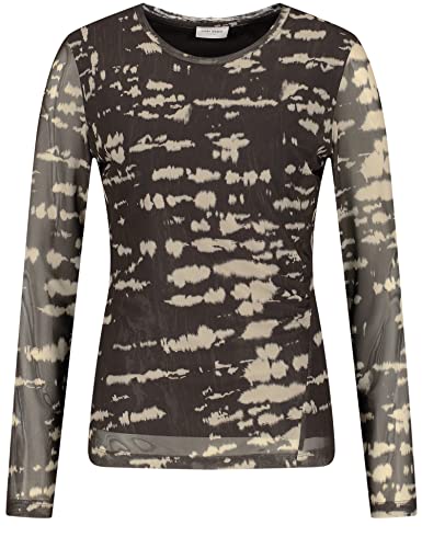 GERRY WEBER Koszulka damska, Brązowy/ecru/biały nadruk, 36