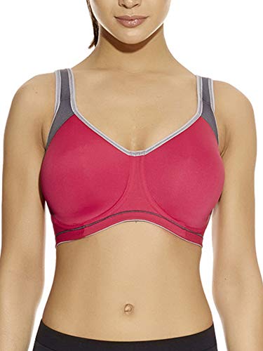 Freya Damski biustonosz sportowy z pełnym pokryciem z fiszbinami, Hot Crimson, 90G
