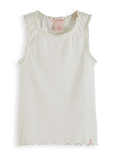 Scotch & Soda Organic Cotton Basic Rib Tank Top with Lace Edges T-Shirt Dziewczyny i Dziewczyny, 0006 biały, 6