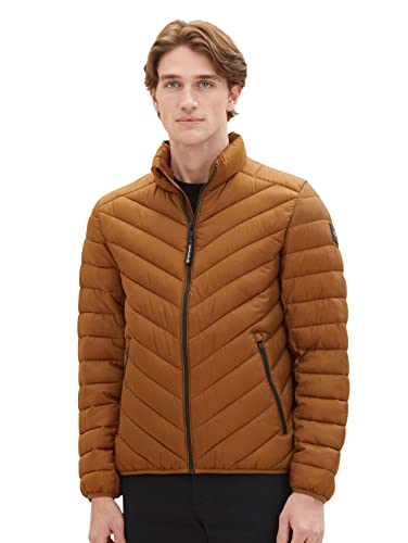 Lekka pikowana kurtka męska TOM TAILOR ze stójką, 25985-głęboki koniak, S