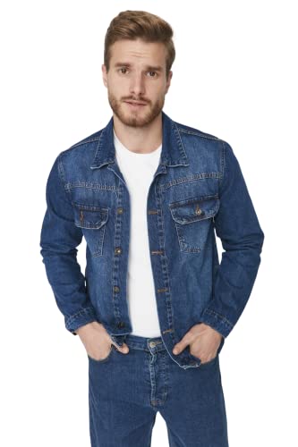 Trendyol Męska koszula kołnierz, zwykła, regularny płaszcz, granatowy, rozmiar 2XL, granatowy, XXL