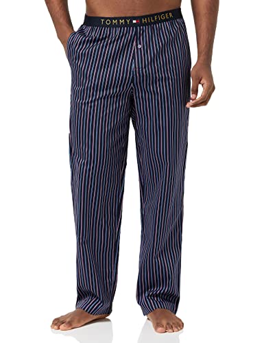 Tommy Hilfiger Męskie tkane spodnie nadruk, Sukienka w paski pionowe, M