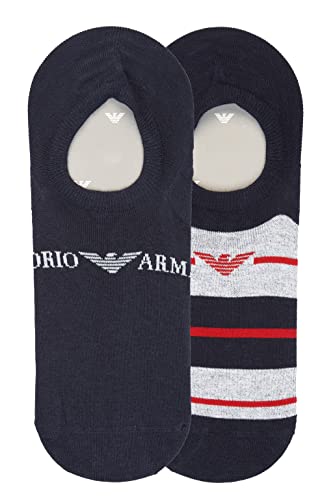 Emporio Armani Męskie skarpety Gifting 2-pak Footie Socks, granatowe/białe paski, TU, Granatowy/Stripe White, rozmiar uniwersalny