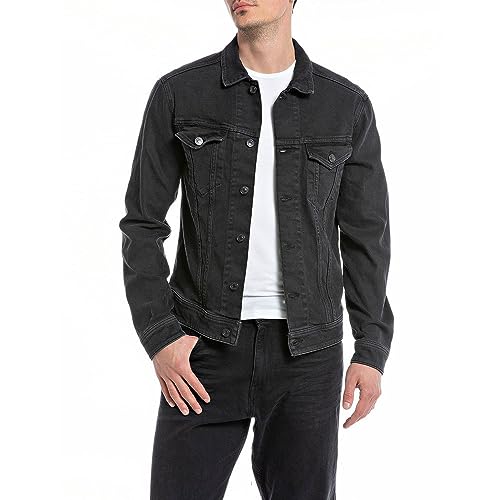 Replay męska kurtka jeansowa, 099 Black Delvè, XS