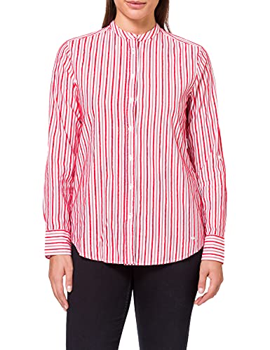 BRAX Damska bluzka Victoria Cotton Fringe Stripes paski bluzka damska ze stójką, czerwony (Summer Red), 40 PL