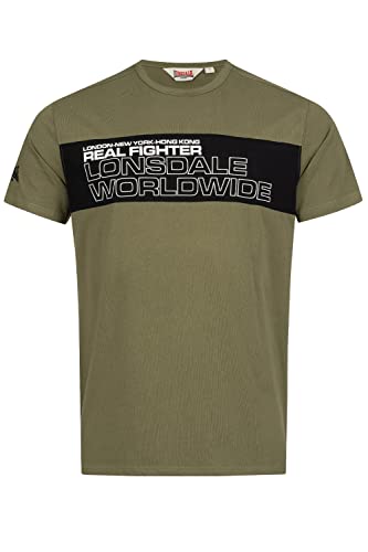 Lonsdale Koszulka męska o regularnym kroju OTTERSTON, oliwkowy/czarny/biały, 3XL
