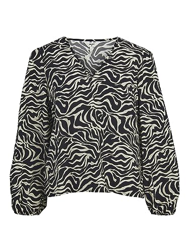 Object Damska bluzka Objleonora L/S z dekoltem w serek Noos, czarny, 44