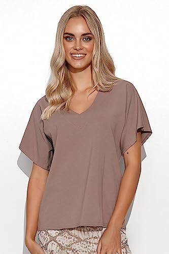 Makadamia, Bluzka damska M776 Mokka, rozmiar 44/46, Mokka, 44-46