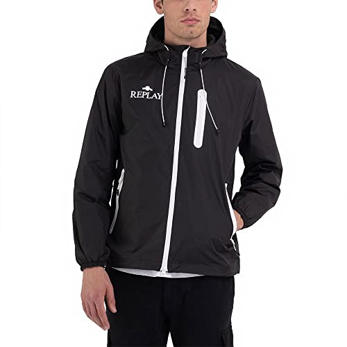 Replay Męska kurtka z kapturem, czarna (Black 098), M, Black 098, M