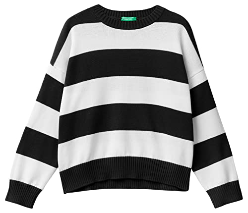 United Colors of Benetton Sweter damski, Czarny wzór w paski 906, L