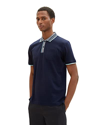 TOM TAILOR Męska koszulka polo, 1036370, 10668-Sky Captain Blue, L, 10668 - Sky Captain Blue, L