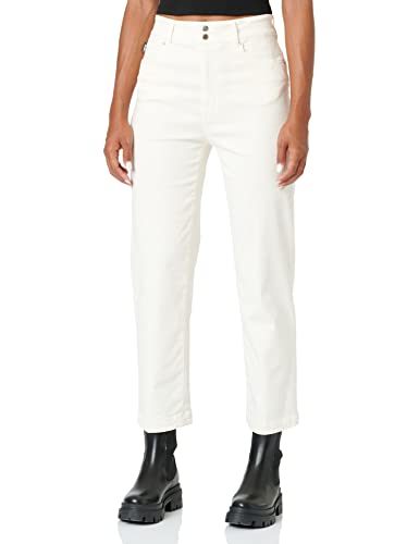 Love Moschino Damskie spodnie Cropped Garment Dyed Twill with Black Shiny Back Tag Casual Pants, kremowy, 31