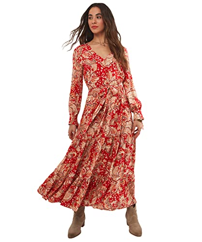 Joe Browns Damska sukienka Paisley Boho Babe codzienna noc, czerwona, 8