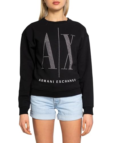 Armani Exchange Bluza damska z motywem jednorożca, czarny, XL