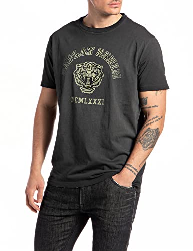 Replay Męski T-shirt M6319, 099, czarna deskorolka, XS