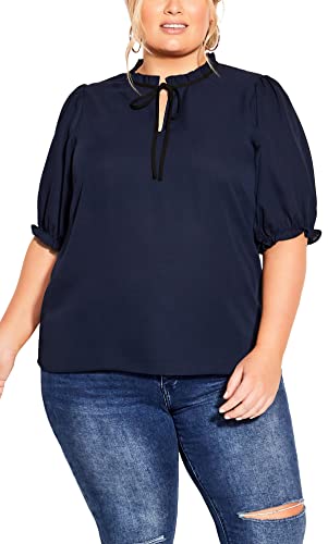 CITY CHIC Bluzka damska plus size Demure Detail, granatowy, 40-Du?e rozmiary