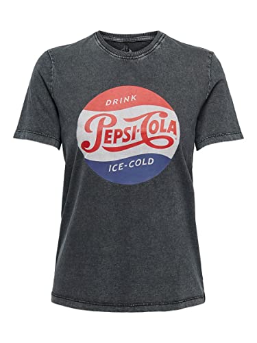 ONLY Women's ONLPEPSI REG S/S TOP Box JRS T-Shirt, Black/Print: Drink, M (opakowanie 4 szt.)