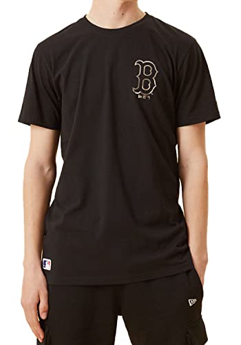 New Era Męski T-shirt Boston czerwony Sox, blksil, XS