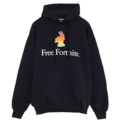 Popgear Damska bluza z kapturem Free Fortnite tęczowa lama Boyfriend Fit czarna bluza z kapturem, czarny, XXL