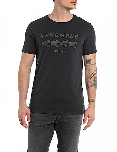 Replay T-shirt męski regular slim fit, 099 Blackboard, XXL