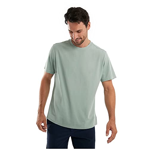 Men's Crew Neck Non Iron t-Shirt, Wrinkle Free, Stain Resistant, Sweatproof, Cool Dry, Odor Proof, 100% Breathable Material, Men's t-Shirts Short Sleeve Top tee Shirt, Kwarcowy zielony, M