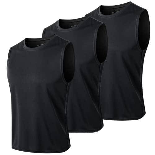 MEETYOO Tank Top męski, koszulka bez rękawów, bez rękawów, do biegania, joggingu, gimnastyki, Czarny+czarny+czarny, M