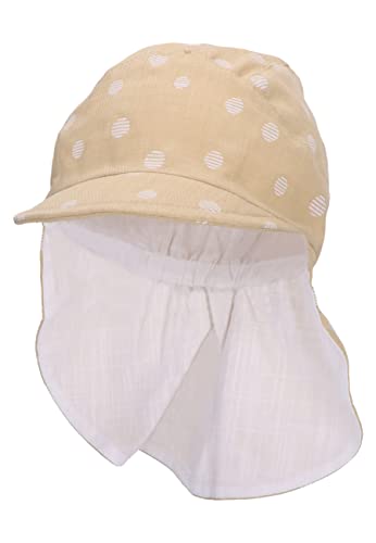 Sterntaler Unisex dziecięca czapka z daszkiem z kołnierzem i kropkami czapka dziecięca, beżowy, 55