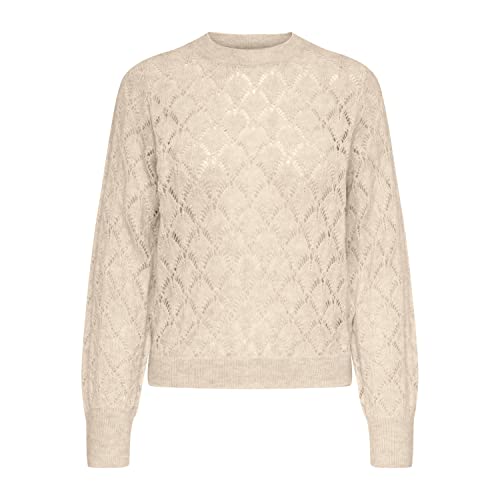 JDY JDYLETTY damski sweter z długim rękawem z okrągłym dekoltem sweter Basic Stretch Jumper JDYLETTY, Oatmeal/szczegóły: melanż, XL