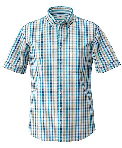 BRAX Męska koszula z krótkim rękawem Dan C Cotton Linen SLUB w kratkę koszula z krótkim rękawem, szara, XXXL, Greece, 3XL