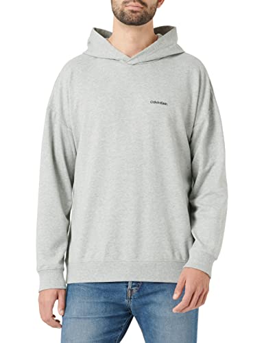 Calvin Klein Męska koszula z kapturem L/S, szary (Grey Heather), XS