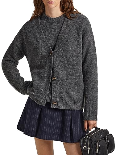 Pepe Jeans Damski sweter z dzianiny Denisse, Szary (ciemnoszary Marl), S