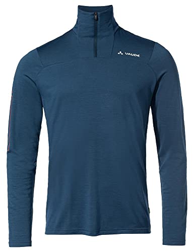 VAUDE Me Monviso Wool męski T-shirt z półzamkiem błyskawicznym Ls T-Shirt Tshirt, ciemne morze, XXL, Ciemne morze, XXL