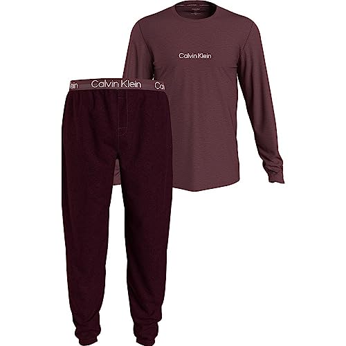 Calvin Klein Męska piżama L/S Jogger Set, Tawny Port Top, Tawny Port Hthr Btm, S