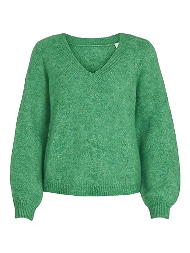 Vila Damski sweter z dzianiny, dekolt w serek, Kelly Green/Szczegóły: melanż, XS