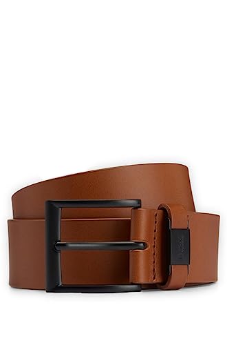 BOSS Connio-B Sz40 męski pasek z włoskiej skóry z logo na szlufce, Medium Brown210, 105