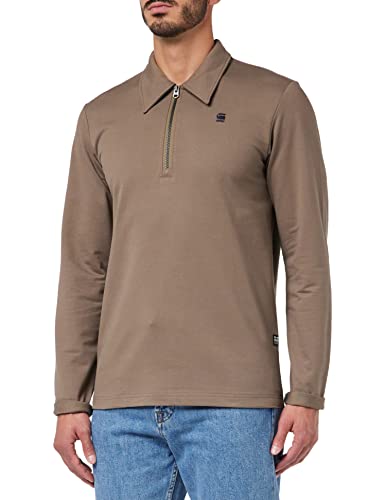 G-STAR RAW Męska koszulka polo z zamkiem błyskawicznym Regular Tweeter, brązowy (Deep Walnut D23170-d136-b743), S