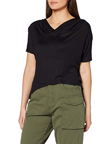 Urban Classics Damska bluza z kapturem z krótkimi wiskozami, czarny (czarny 7), XS