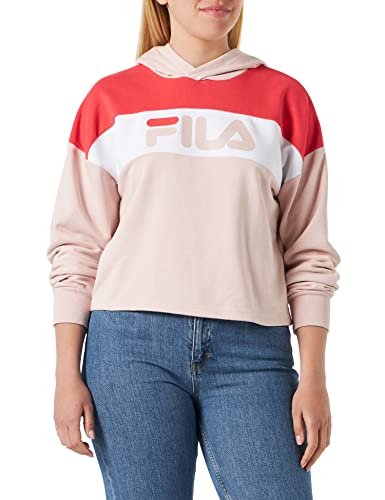 FILA Damska bluza z kapturem SUNDERDEK Blocked Cropped, sepia Rose-Cayenne-Bright White, XS, Sepia Rose-cayenne-Bright White, XS