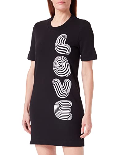 Love Moschino Damska sukienka z krótkim rękawem, krój regularny, czarna, rozmiar 42, czarny, 42